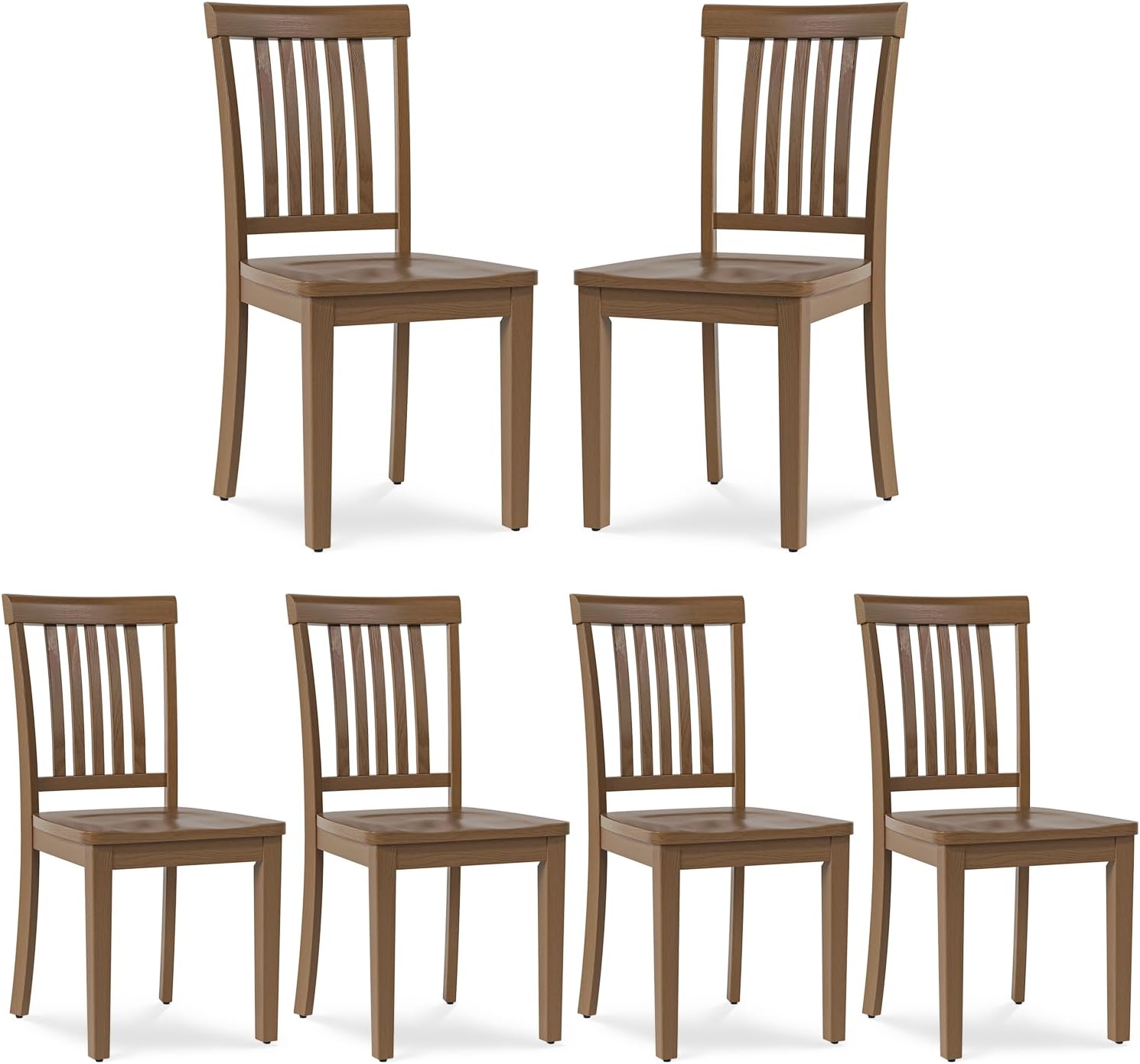 COLAMY Wooden Dining Room Chairs Set of 6, Spindle High Back Windsor Kitchen Side Chair, Farmhouse Dining Chairs for Kitchen, Dining Room, Light Brown