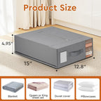 8 Pack Bed Sheet Closet Organizers and Storage,Sturdy Foldable Storage Containers with Window and Label,Storage and Organization for Bedding Sheets,Duvet Covers,Blankets (Grey)