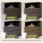 AODK 19 Inch Wide Fluted Nightstand Set of 2 with Drawer, Dark Walnut | Open Storage Shelf, Smooth Metal Slides, 4 Stable Legs, Mid Century Modern Style for Bedroom and Living Room