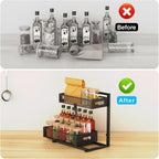 Under Sink Organizer Pull Out Cabinet Organizer Adjustable Height 2 Tier with Sliding Drawers Kitchen Bathroom Organizer and Storage(1pc)