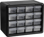 Akro-Mils 16-Drawer Plastic Drawer Storage Cabinet for Garage Organization, Beads, Makeup Organizer, Building Bricks Storage, Teacher Toolbox, 10-1/2" W x 6-1/2" D x 8-1/2" H, 10716 Black