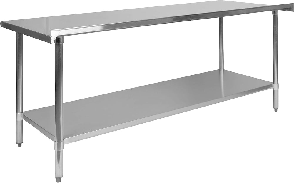 EMMA + OLIVER Stainless Steel 18 Gauge Kitchen Prep and Work Table with Backs...