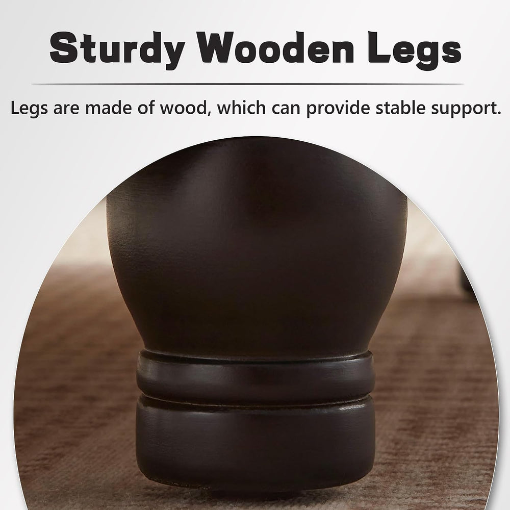30-Inch Round Ottoman, Leather Ottoman with Storage (Black)