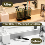 2-Pack Green Toothbrush Holders, Wall Mounted or Countertop Toothbrush Holders with Drain Tray, All-in-One Bathroom Organizers and Storage for Toothpaste, Razors, Family & Kids (Green)