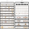 Hanging Jewelry Organizer Storage Earring Jewelry Storage Bag With 48 Pockets Necklace Bracelet Ring Glasses Accessory Display Rack (White)
