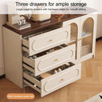 Farmhouse Pantry Cabinet, Modern Hutch with Storage Drawers, Kitchen Pantry Cabinet with Microwave Stand, for Dining Room, Living Room(80cm/31.4in)