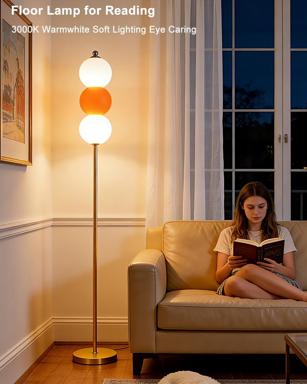Lightdot Orange Floor Lamp Modern Standing Lamp with Touch Control, RGBW