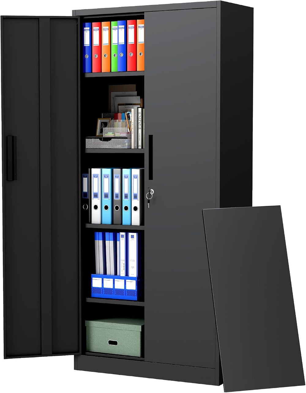 Storage Cabinet with 2 Doors and 4 Adjustable Shelves - 72" H Garage Sto...