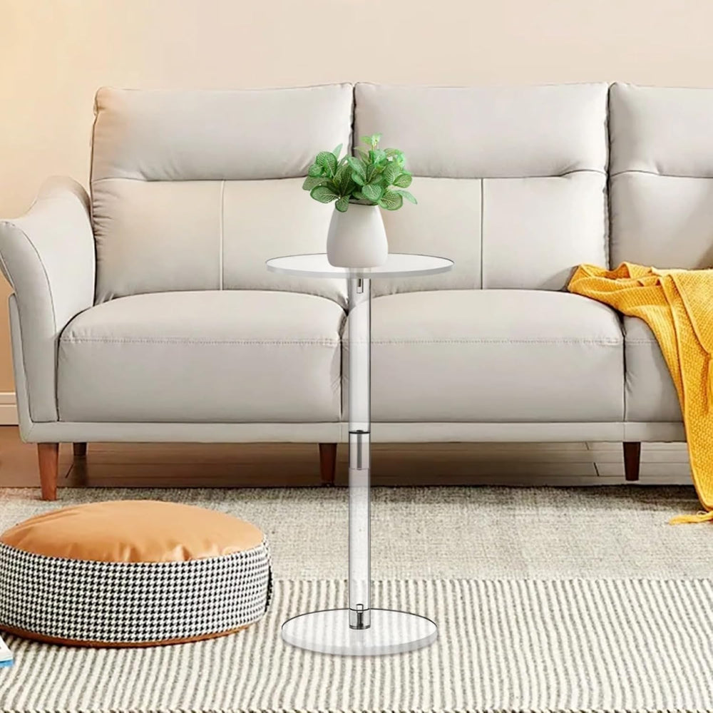 Acrylic Side Table, Modern Round Transparent Table For Small Spaces, Stylish ...