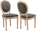 French Country Dining Chairs Set of 2, Gray Kitchen & Dining Room Chairs Set of 2, Linen Upholstered Dining Chairs, Wood Legs, Sillas De Comedor (Fabric, Grey, 2Pcs)