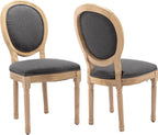 French Country Dining Chairs Set of 2, Gray Kitchen & Dining Room Chairs Set of 2, Linen Upholstered Dining Chairs, Wood Legs, Sillas De Comedor (Fabric, Grey, 2Pcs)