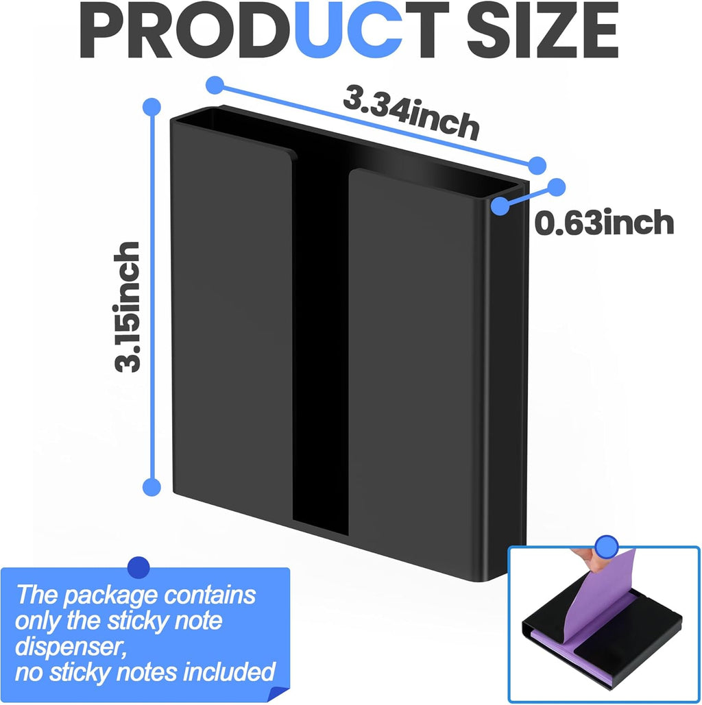 Sticky Note Dispenser, Magnetic Sticky Note Holder for Post It Notes, 3 x 3 Inch Sticky Note Organizer for Office Home Classroom, Black
