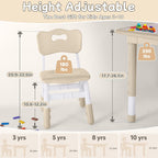 GITAWUSA Toddler Table and Chair Set, Height Adjustable-Upgrade Kids Table and 4 Chairs for Ages 3-8, Multi-Activity Toddler Play Table with Graffiti Desktop for Home/Daycare (4Chairs Beige)