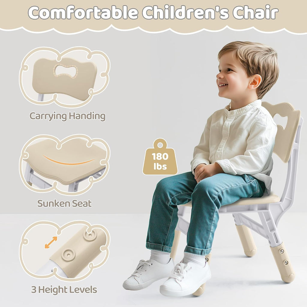 DOREROOM Toddler Table and 4 Chairs Set, Marble Top, No-Screw Legs, Natural | Graffiti Desktop, 31.5"L x 23.6"W, Frameless, Kids Ages 3-8, FSC-certified, Children Activity for Daycare, Classroom, Home