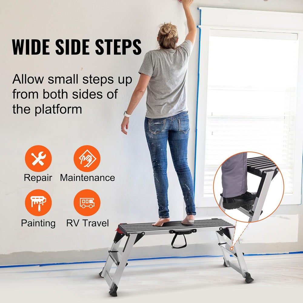 VEVOR Folding Work Platform, 40"×12"×20" Aluminum Drywall Stoo...