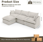114” Cloud Couch Modular Sectional Sofa, L Shaped Couch, Light Gray | Oversized Down Filled Sectional Couch for Living Room, 26.8” Deep Seat Modular Couch, Removable Washable Covers,Easy Assembly