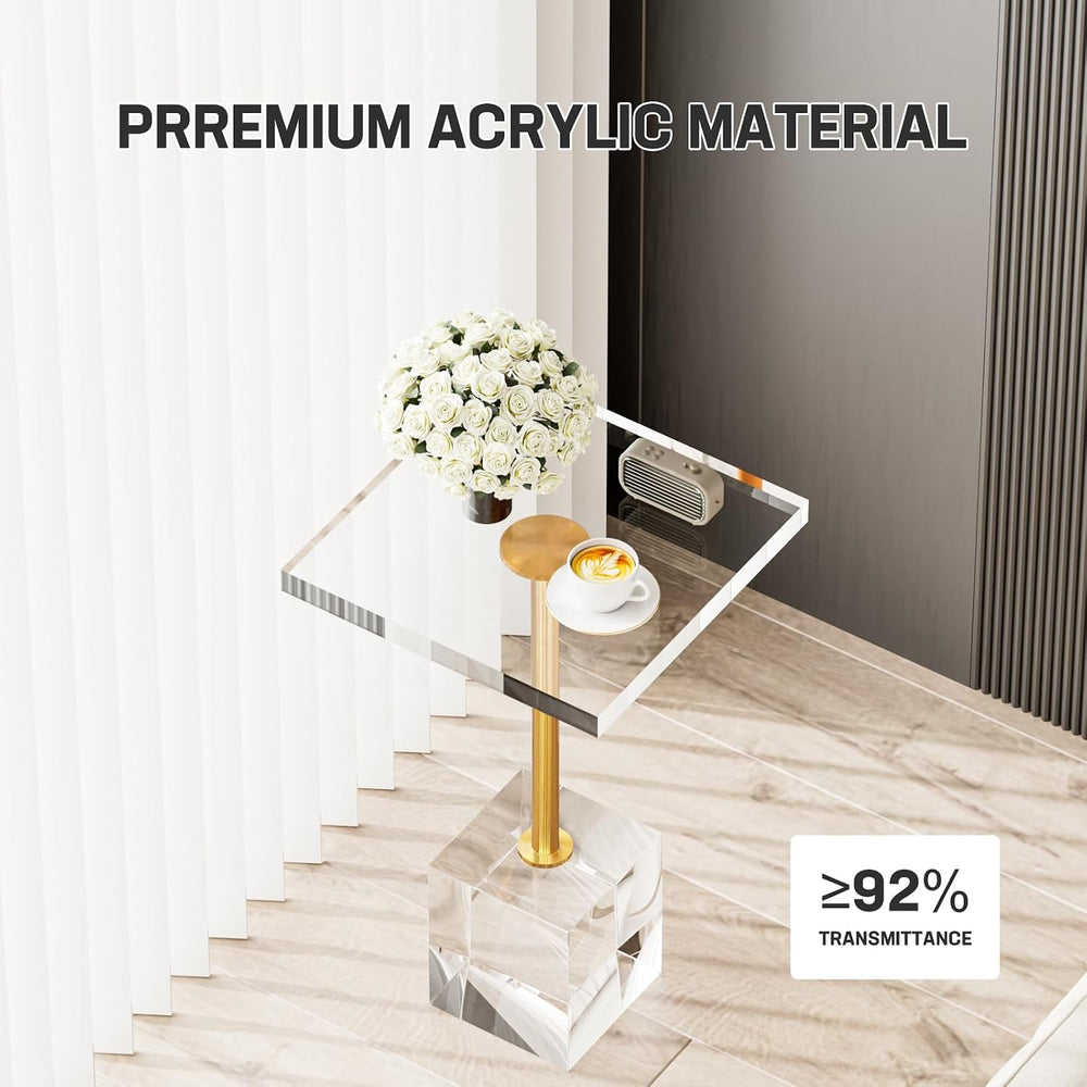Acrylic Side Table, Acrylic End Table for Living Room Bedroom, Square Modern ...