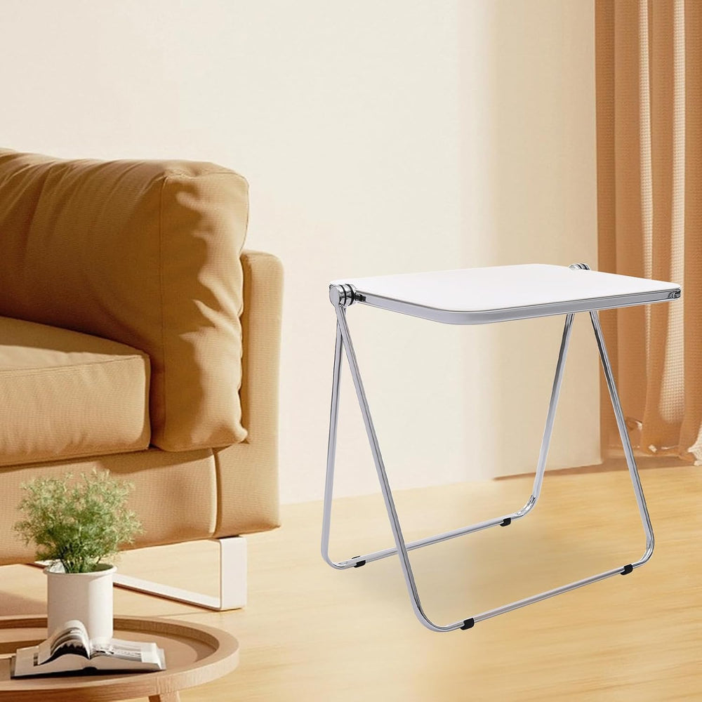 Foldable Side Table 27 Inch - Clear Tea Tinted Portable Desk｜Space-Saving Nes...