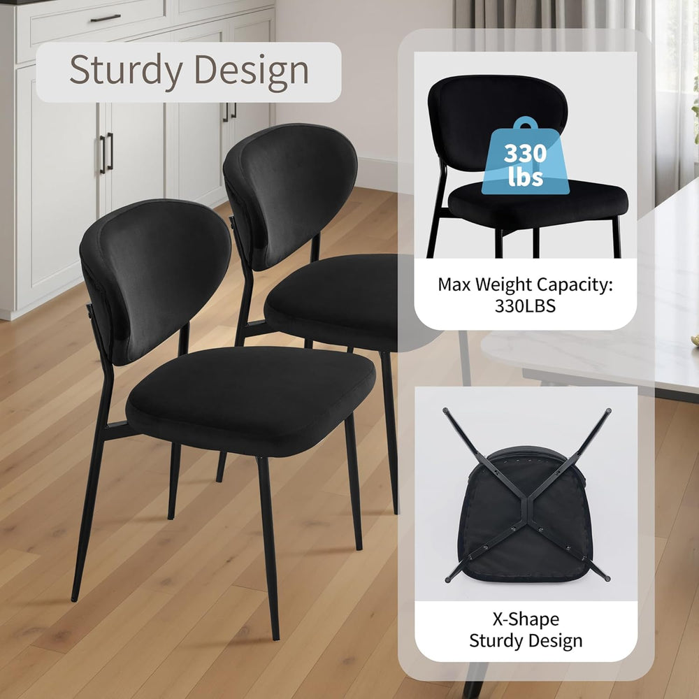 STOOLINK Black Velvet Dining Chairs Set of 6, Upholstered Kitchen Chairs