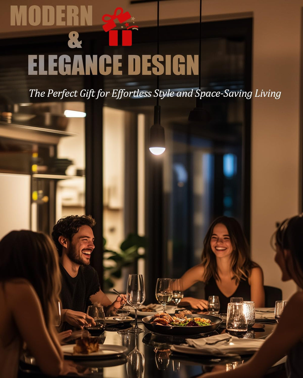 Dining Table Set for 4, Kitchen Table and Chairs Set of 4, 5 Piece Modern Din...