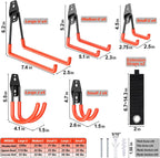 30 Pack Heavy Duty Garage Hooks,Solid Steel Wall Mount Hangers,with Anti-Slip Coating,for Hanging and Organising Ladder,Bike,Ropes,Broom,Garden,Yard and Power Tools