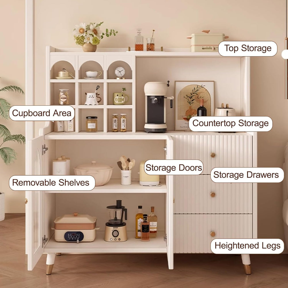 Pantry Storage Cabinet with Doors and Shelves, Food Pantry Cabinet, Farmhouse...