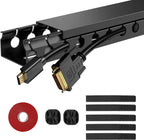 Updated Cable Raceway Kit - 31 (2X15.4) Inch Open Slot Wire Covers for Cords, Under Desk Cable Management System to Hide Under Desk/Tv/Computer/Net/Power Cords, (Pack 2)