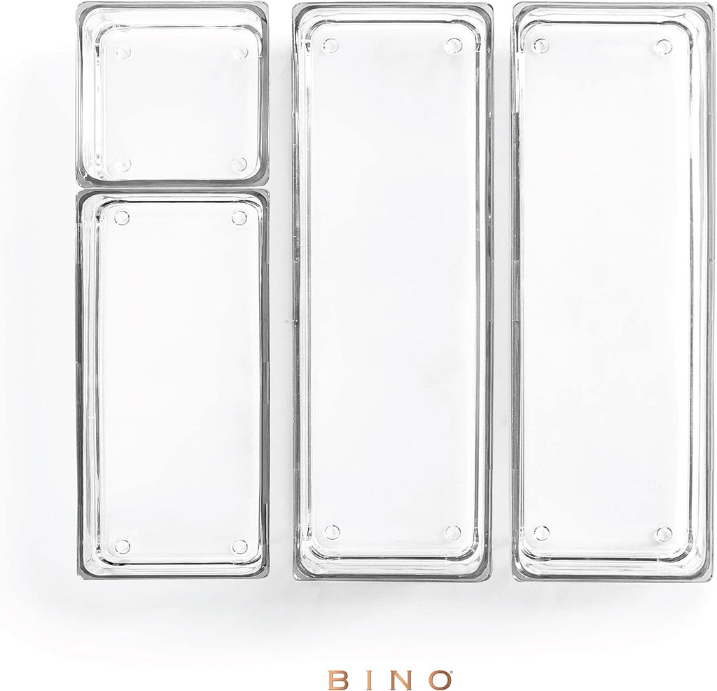 BINO 4-Piece Modular Drawer Bin Set | Bathroom & Vanity Drawer Organizer Trays - Small