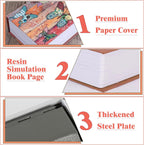 Butterfly Book Safe Box with Combination Lock, Vintage Faux Book Hidden Safe for Decoration, Secret Diversion Book Safe Storage Box for Home Office Café Bookshelf （9.5"×6"×2.2")
