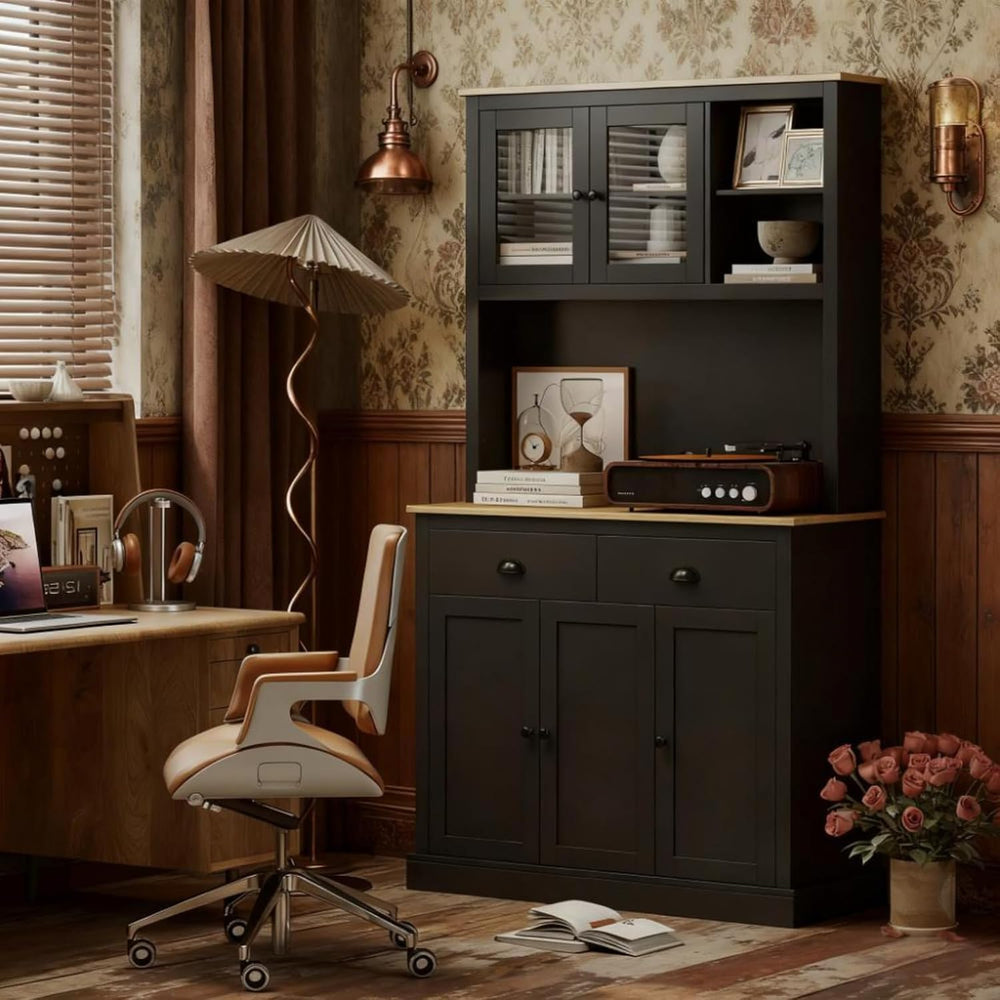 Kitchen Pantry Cabinet Tall Food Pantries w/Drawers&Adjustable Shelves fo...