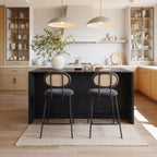 homary 71" Kitchen Island with LED Light Strip,Glass Doors, Modern Black Large Stationary Storage Islands with Adjustable Shelves and Drawers,Seats to 4 for Dining Room