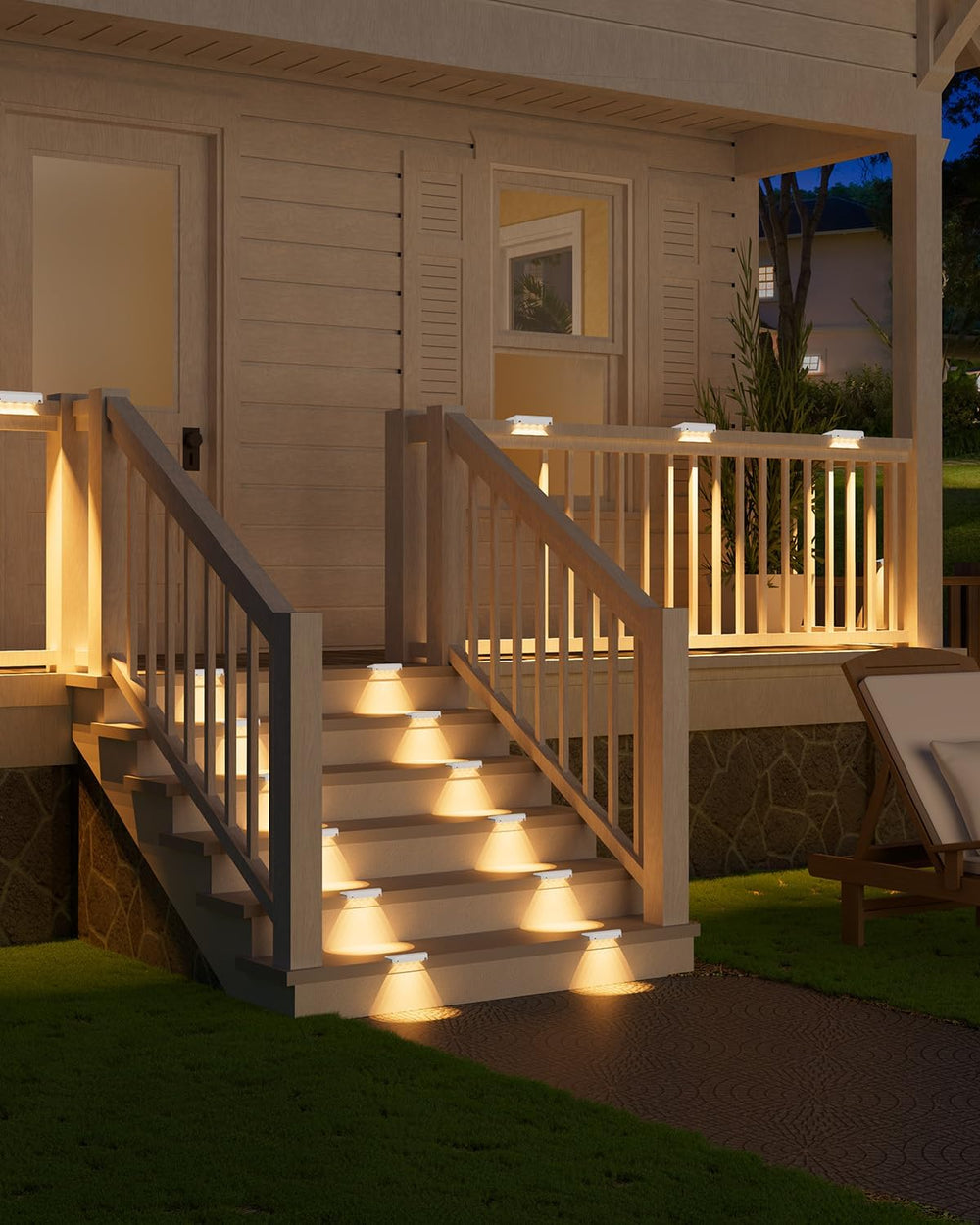 VOLISUN Solar Deck Lights Outdoor 12Pack, Warm White Solar Stair Lights