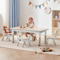 DOREROOM Adjustable Kids Table & 4 Chairs Set, 47.2" L x 23.6" W, Natural-W | Graffiti Desktop,Table Supports 300 lbs,Toddler Ages 2-8，FSC-certified, Children Activity Table for Daycare, Classroom, Home