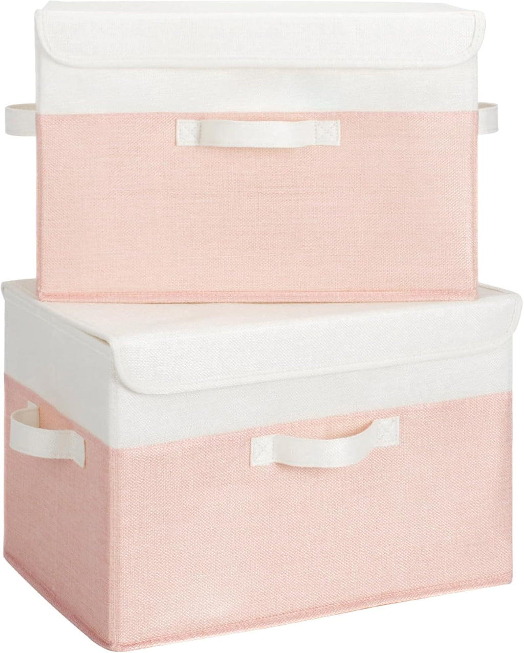 GRANNY SAYS Storage Bins with Lids, Decorative Storage Boxes for Baby Nursery, Girls Toy Chest, Closet Organization, Pink, 2-Pack