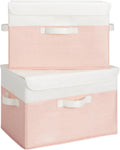 GRANNY SAYS Storage Bins with Lids, Decorative Storage Boxes for Baby Nursery, Girls Toy Chest, Closet Organization, Pink, 2-Pack