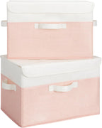 GRANNY SAYS Storage Bins with Lids, Decorative Storage Boxes for Baby Nursery, Girls Toy Chest, Closet Organization, Pink, 2-Pack
