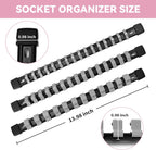 Socket Organizer Drive ABS Tools - Grey Socket Holder, Premium Quality 9 Pieces Socket Holders Kit 1/4-Inch x 48 Clips, 3/8-Inch x 45 Clips, 1/2-Inch x 36 Clips（9PC,Grey)