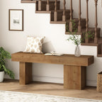 Farmhouse Solid Wood Entryway Bench, 47.3" Rustic End of Bed Bench for Bedroom, Handcrafted Accent Seating for Dining, Kitchen, Hallway, Living Room - 15 Min Assembly
