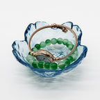 Flower Ring Dish Jewelry Tray, Glass Jewelry Dish Tray, Aesthetic Room Decor Small Trinket Dish, Nightstand Jewlery Ring Holder Dish, Bathroom Jewelry Plate Bowl for Rings Earrings Wife Gift (Blue)