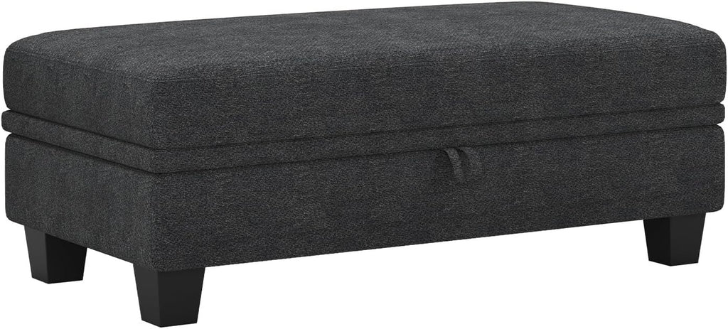 Belffin 45.9" Storage Ottoman Bench Oversized Ottoman for Footrest Upholstered Entryway Bench with Seating for Bedroom, Living Room. Dark Grey