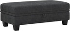 Belffin 45.9" Storage Ottoman Bench Oversized Ottoman for Footrest Upholstered Entryway Bench with Seating for Bedroom, Living Room. Dark Grey