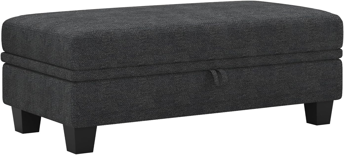 Belffin 45.9" Storage Ottoman Bench Oversized Ottoman for Footrest Upholstered Entryway Bench with Seating for Bedroom, Living Room. Dark Grey