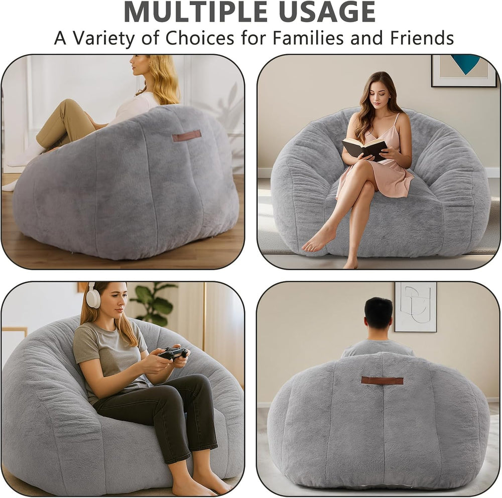Bean Bag Chair for Adults, Soft Faux Fur Giant Beanbag Chairs, Oversized Cozy...