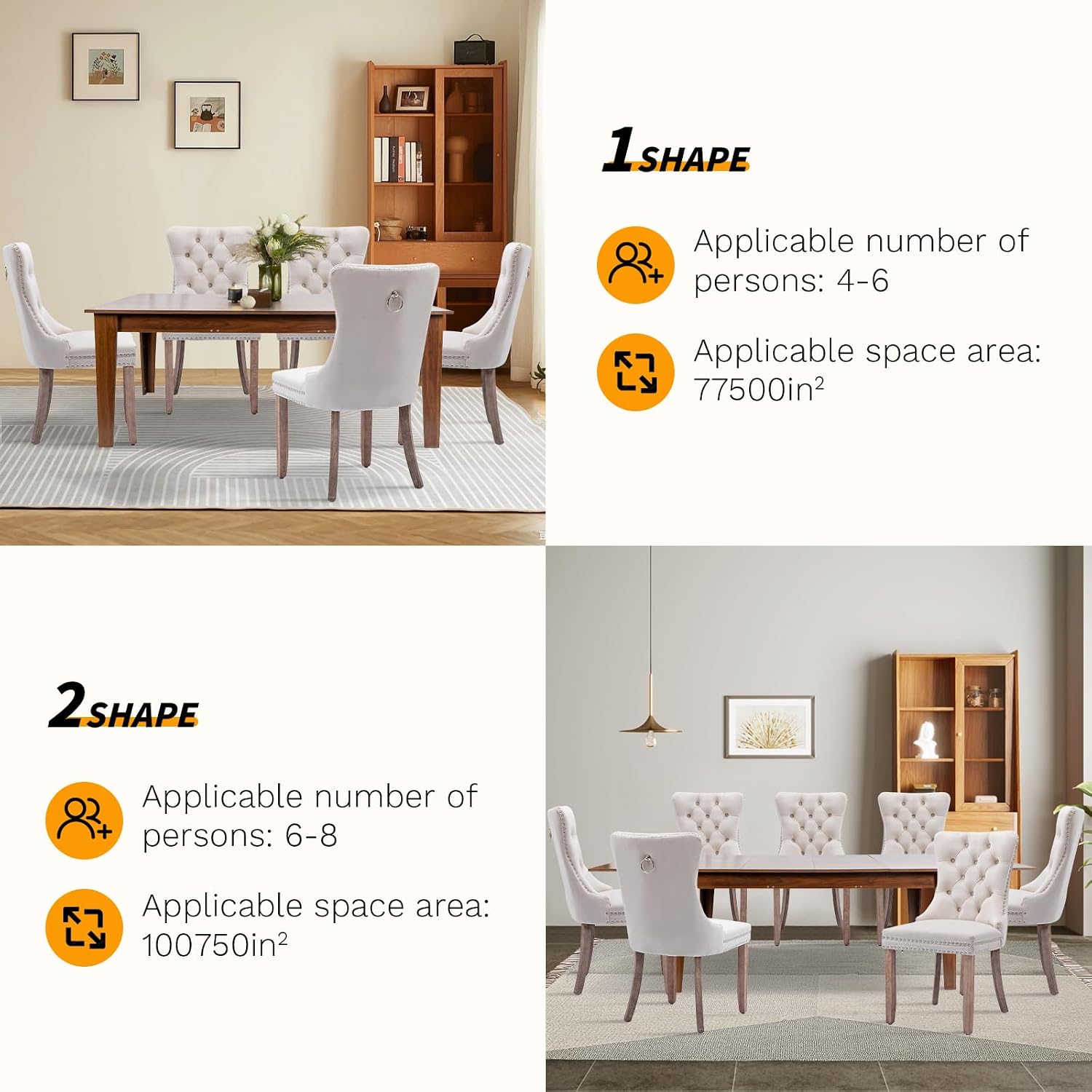 5 Piece Extendable Dining Table Set for 4-8 Person, Wooden Dining Room Table with 4 Chairs for Gatherings, Meeting for Small Kitchens, Dining Office Areas(Beige/Brown)