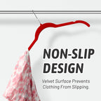 Velvet Hangers 50 Pack – Slim Non-Slip Flocked Hangers with 360° Swivel Hook, Space-Saving Closet Organizer for Dresses, Blouses, Coats(Red)
