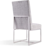 Manhattan Comfort Element Modern Velvet Dining Chairs, High Density Foam, Chrome Finish Stainless Steel Frame, High-Back, Fully Assembled Industrial Chic Accent Furniture, Set of 1, Grey