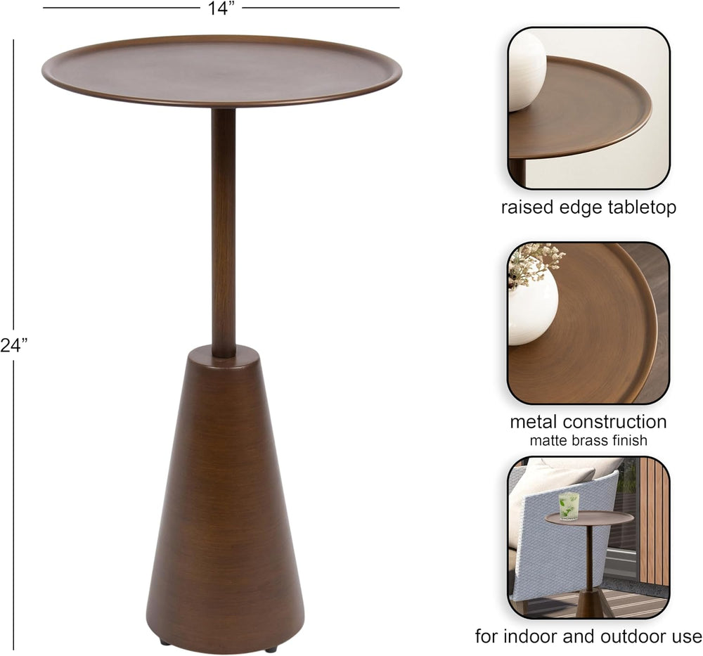 Kate and Laurel Sitara Modern Metal Circle Side Table, 14 x 14 x 24, Antique ...
