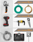 INCLY 24 Pack Heavy Duty Pegboard Hooks, 1/4" Pegboard Drill Holder Tool Utility Hooks, Peg Board Tool Hangers Accessories for Hanging Power Tools, Drill, Hammer, Workbench, Garage
