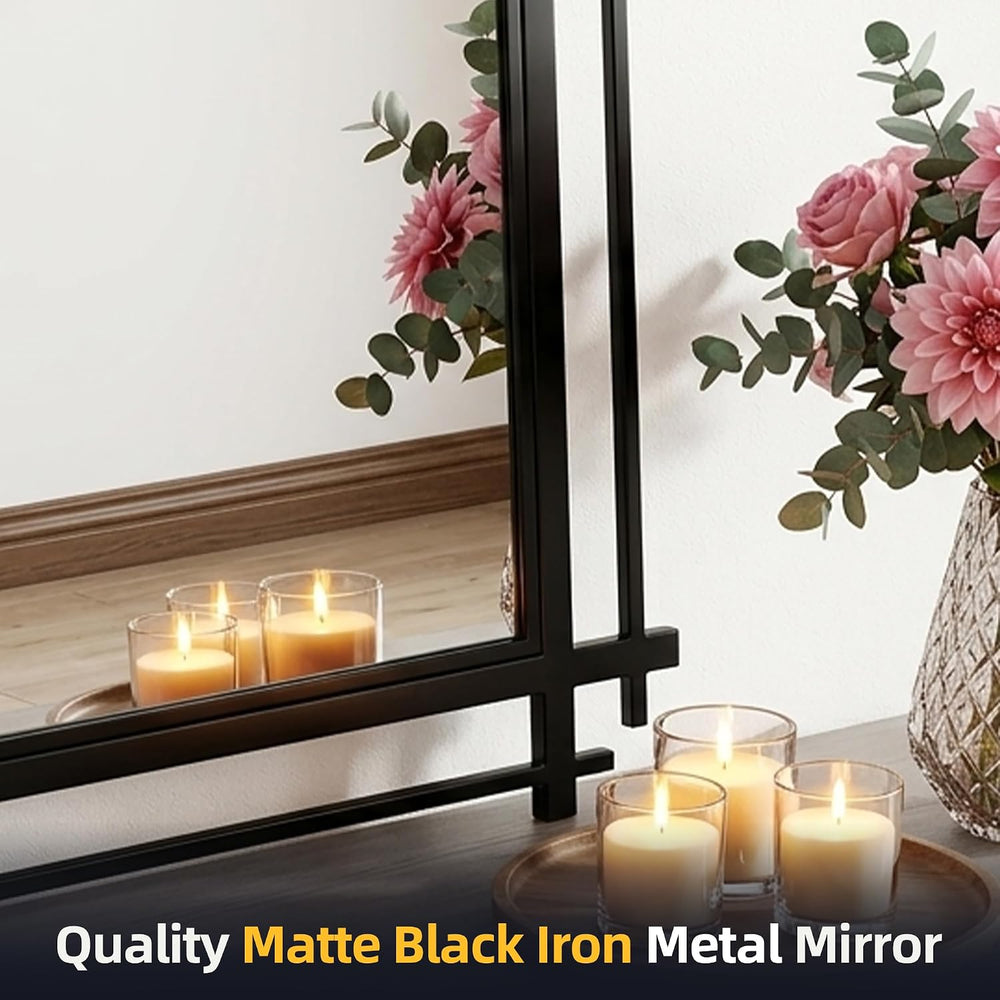 Black Full Length Mirror, 64''X34.2'' Modern Decorative Mirro...