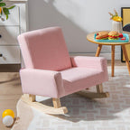 GLACER Toddler Rocking Chair, Fabric Kids Rocker w/Solid Wooden Frame & Non-Slip Mat, Anti-Tipping Design, Comfy Indoor Sofa for Living Room, Playroom, Bedroom (Pink)